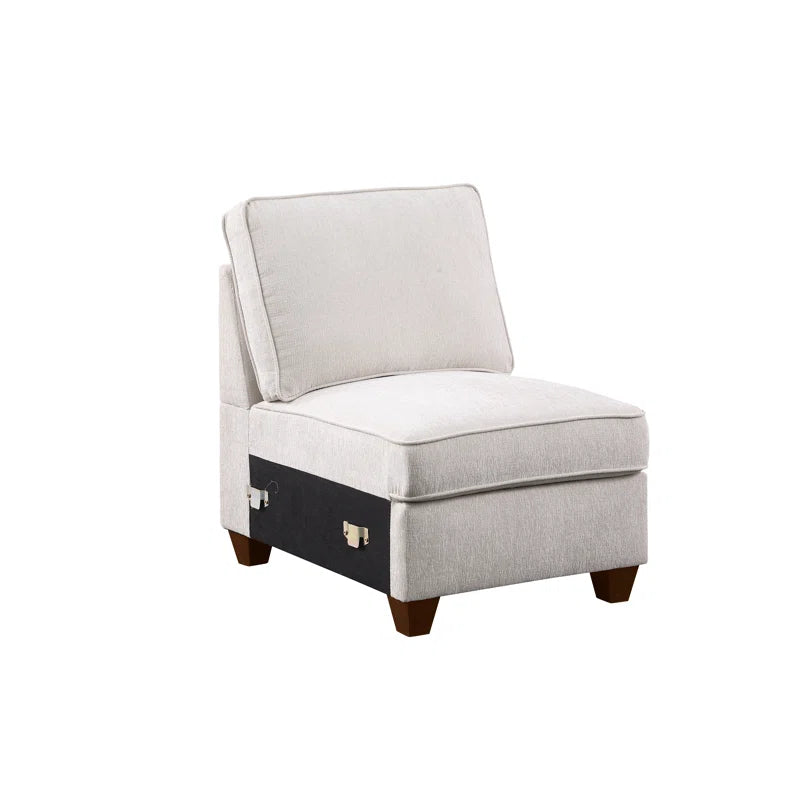 L Shape Sectional Sofa: 6 Seater Upholstered Sectional Sofa (Beige Chenille)