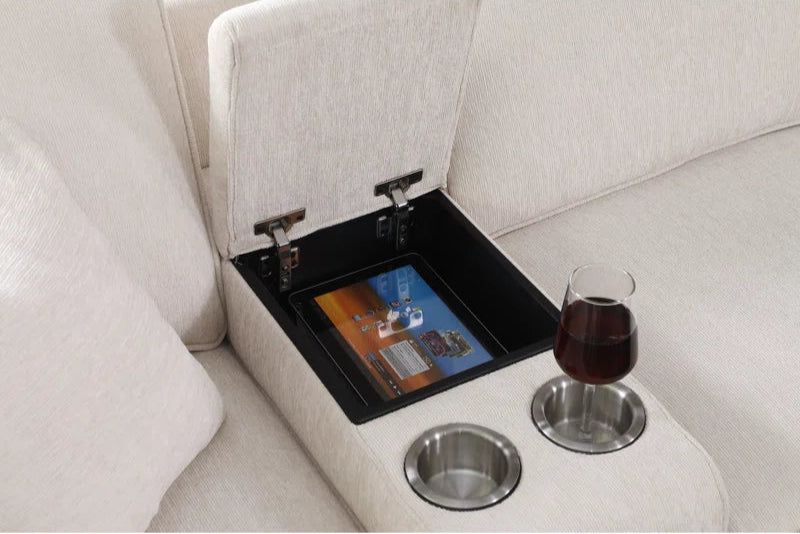 L Shape Sectional Sofa: 6 Seater Upholstered Sectional Sofa (Beige Chenille)