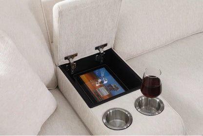 L Shape Sectional Sofa: 6 Seater Upholstered Sectional Sofa (Beige Chenille)