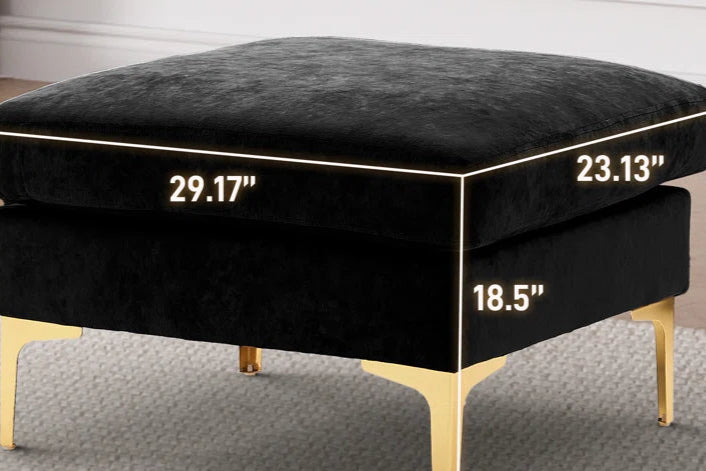 L-Shape Sectional Sofa: 4 - Piece Upholstered Sectional with Ottoman(Black Velvet)