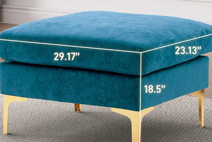 L-Shape Sectional Sofa: 4 - Piece Upholstered Sectional with Ottoman(Blue Velvet)