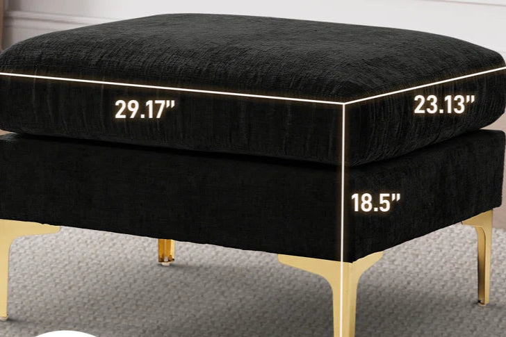 L-Shape Sectional Sofa: 4 - Piece Upholstered Sectional with Ottoman(Ebony Chenille)