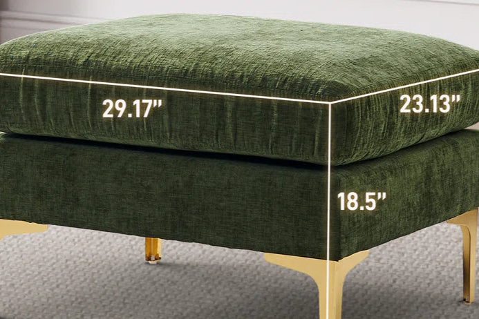 L-Shape Sectional Sofa: 4 - Piece Upholstered Sectional with Ottoman(Grass Green Chenille)