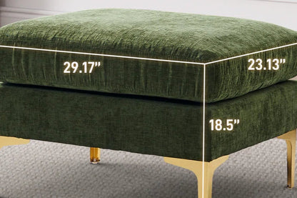 L-Shape Sectional Sofa: 4 - Piece Upholstered Sectional with Ottoman(Grass Green Chenille)