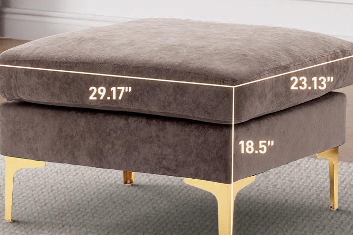 L-Shape Sectional Sofa: 4 - Piece Upholstered Sectional with Ottoman(Gray Velvet)