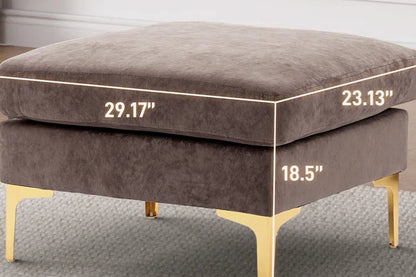 L-Shape Sectional Sofa: 4 - Piece Upholstered Sectional with Ottoman(Gray Velvet)