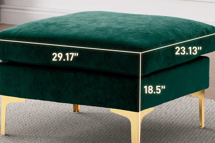 L-Shape Sectional Sofa: 4 - Piece Upholstered Sectional with Ottoman(Green Velvet)