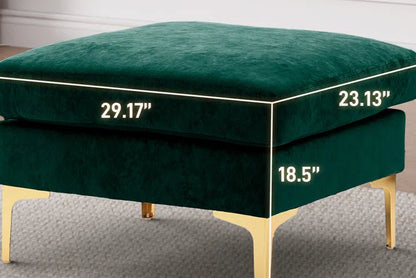 L-Shape Sectional Sofa: 4 - Piece Upholstered Sectional with Ottoman(Green Velvet)