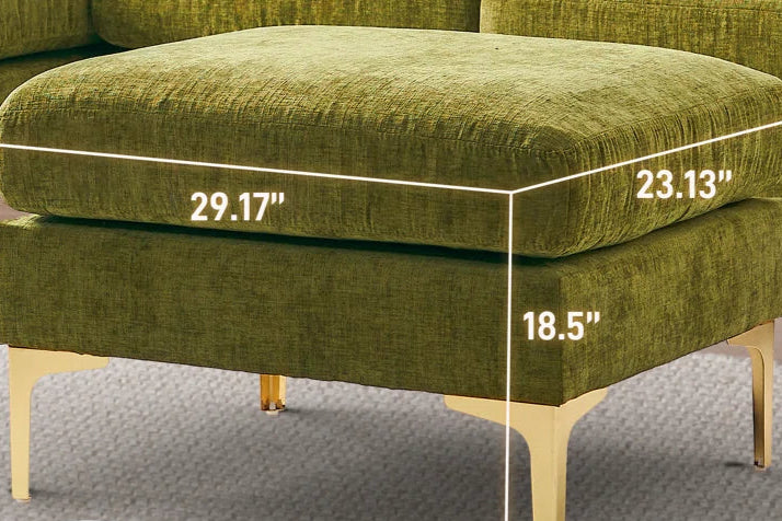 L-Shape Sectional Sofa: 4 - Piece Upholstered Sectional with Ottoman(Olive Green Chenille)