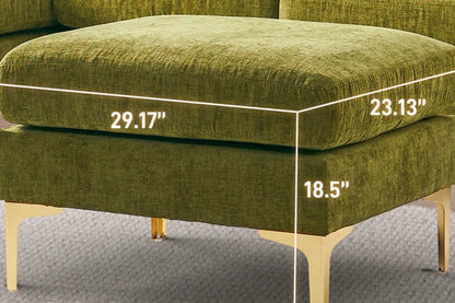 L-Shape Sectional Sofa: 4 - Piece Upholstered Sectional with Ottoman(Olive Green Chenille)