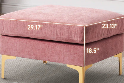 L-Shape Sectional Sofa: 4 - Piece Upholstered Sectional with Ottoman(Pink Chenille)