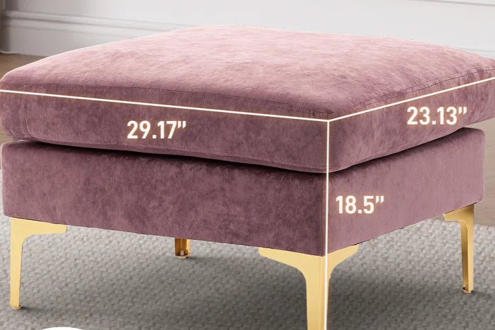 L-Shape Sectional Sofa: 4 - Piece Upholstered Sectional with Ottoman(Purple Velvet)