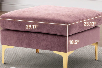 L-Shape Sectional Sofa: 4 - Piece Upholstered Sectional with Ottoman(Purple Velvet)