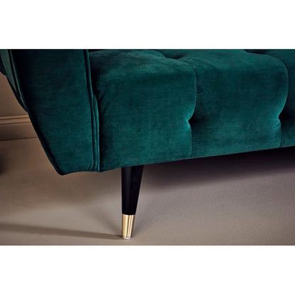 3 Seater Sofa: 83.86" Velvet Square Arm Sleeper Sofa(Opal Green)