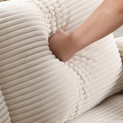 L-Shape Sectional Sofa: 92.9'' Wide Modern Corduroy With Cushioned Backrest For Living Room(White Corduroy)