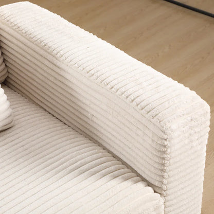 L-Shape Sectional Sofa: 92.9'' Wide Modern Corduroy With Cushioned Backrest For Living Room(White Corduroy)