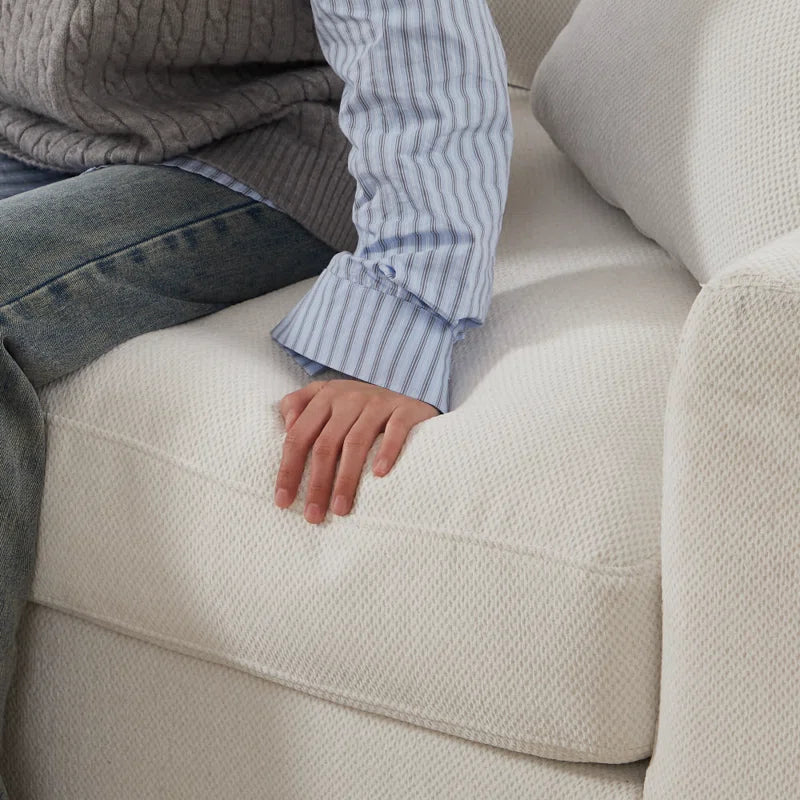 6 Piece Corner Sectional Sofa with Ottoman (White Polyester)