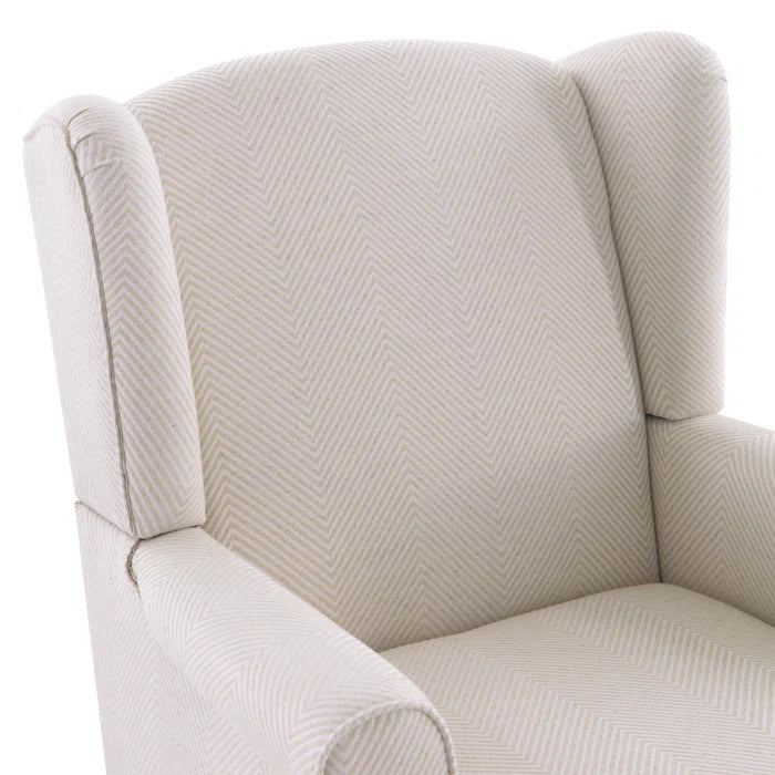 THE CASA ORO® 29'' Wide Blend of Solid and Manufactured Wood Tufted Wing Chair(Beige Polyester Blend)