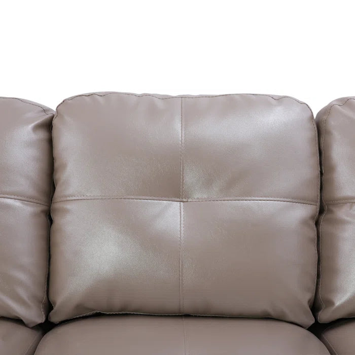 L- Shape Sectional Sofa: 103.5" Wide Faux Leather Sofa & Chaise with ottoman(Silver Gold)