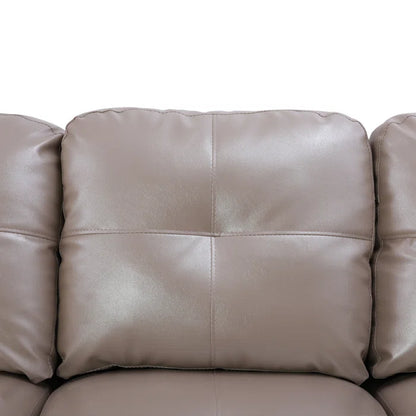 L- Shape Sectional Sofa: 103.5" Wide Faux Leather Sofa & Chaise with ottoman(Silver Gold)