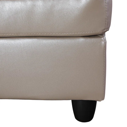 L- Shape Sectional Sofa: 103.5" Wide Faux Leather Sofa & Chaise with ottoman(Silver Gold)