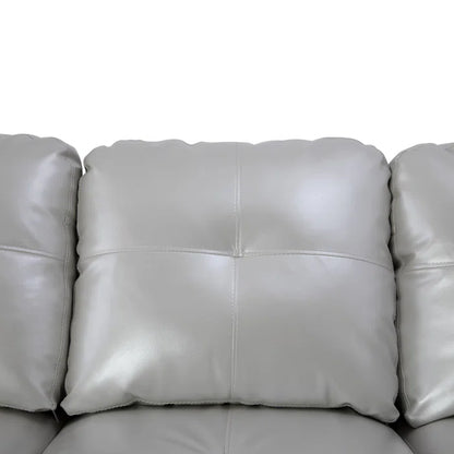 L- Shape Sectional Sofa: 103.5" Wide Faux Leather Sofa & Chaise with ottoman(Silver Light Gray)