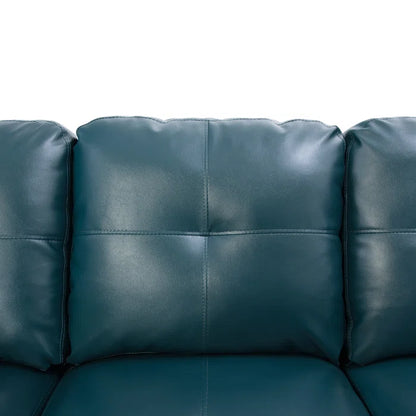 L- Shape Sectional Sofa: 103.5" Wide Faux Leather Sofa & Chaise with ottoman(Turquoise)