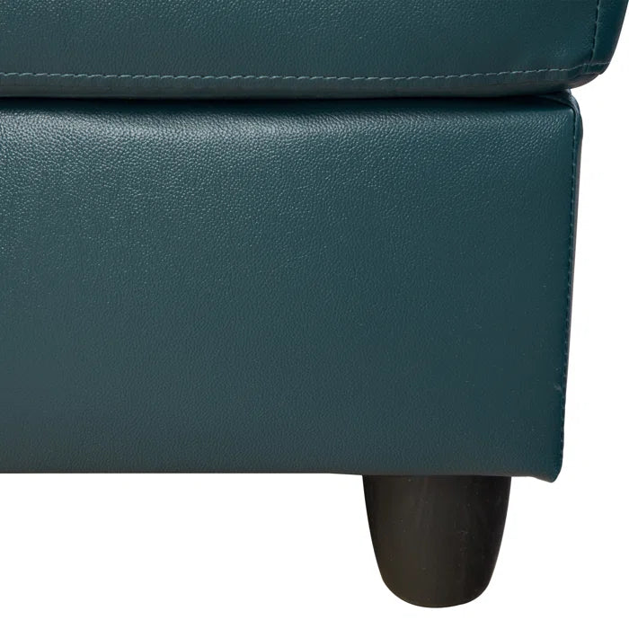 L- Shape Sectional Sofa: 103.5" Wide Faux Leather Sofa & Chaise with ottoman(Turquoise)