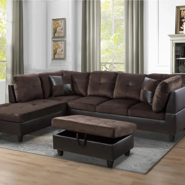 L-Shape Sectional Sofa: 103" Wide L-Shaped Modular Living Room Sectional Sofa(Brown Microfiber)