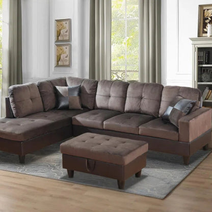 L-Shape Sectional Sofa: 103" Wide L-Shaped Modular Living Room Sectional Sofa(Dark Brown Microfiber)