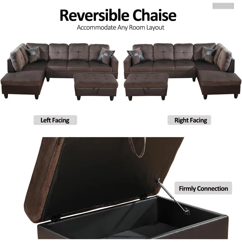 L-Shape Sectional Sofa: 103" Wide L-Shaped Modular Living Room Sectional Sofa(Dark Brown Microfiber)