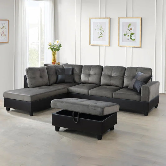 L-Shape Sectional Sofa: 103" Wide L-Shaped Modular Living Room Sectional Sofa(Taupe Microfiber)