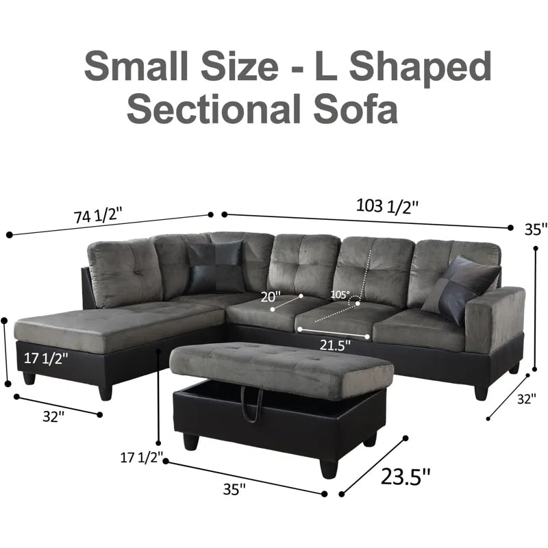 L-Shape Sectional Sofa: 103" Wide L-Shaped Modular Living Room Sectional Sofa(Taupe Microfiber)