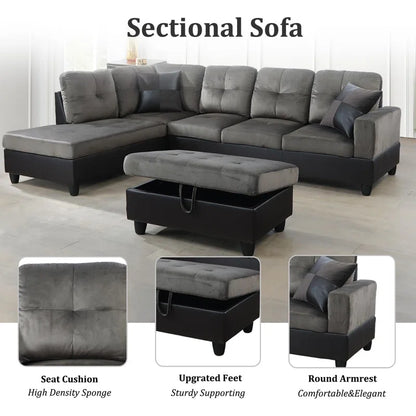L-Shape Sectional Sofa: 103" Wide L-Shaped Modular Living Room Sectional Sofa(Taupe Microfiber)