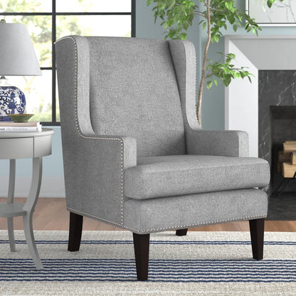 THE CASA ORO® 29" Wide Modern Wing Polyester Upholstered Chair(Gray)