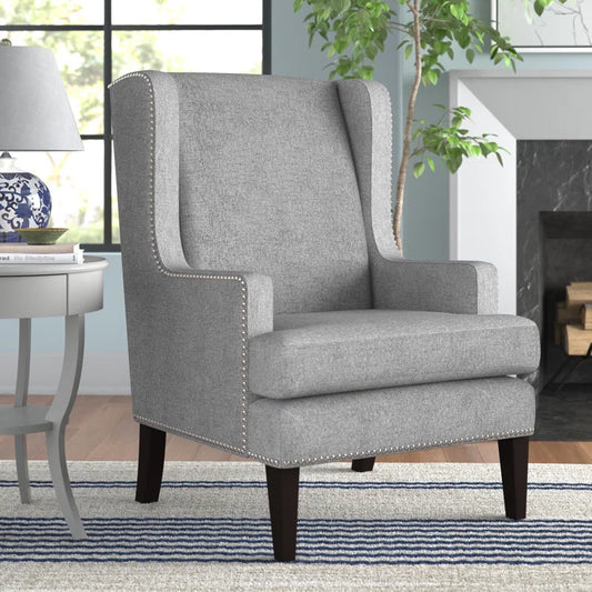 THE CASA ORO® 29" Wide Modern Wing Polyester Upholstered Chair(Gray)