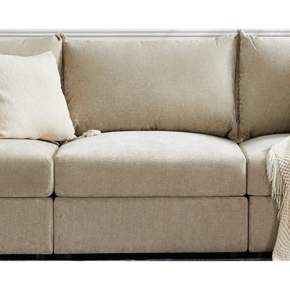 U-Shape Sectional Sofa: 130.5'' Wide Reversible Modern Modular Fabric Sectional Sofa With Storage Ottoman(Beige Chenille)