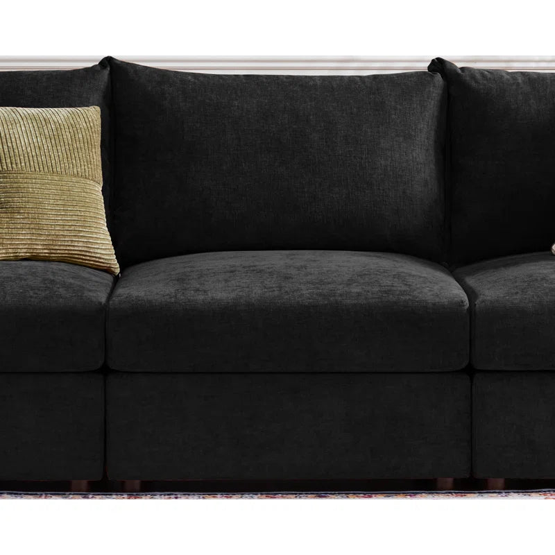 U-Shape Sectional Sofa: 130.5'' Wide Reversible Modern Modular Fabric Sectional Sofa With Storage Ottoman(Black Chenille)
