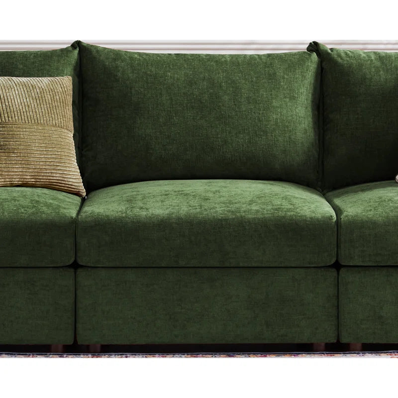 U-Shape Sectional Sofa: 130.5'' Wide Reversible Modern Modular Fabric Sectional Sofa With Storage Ottoman(Green Chenille)